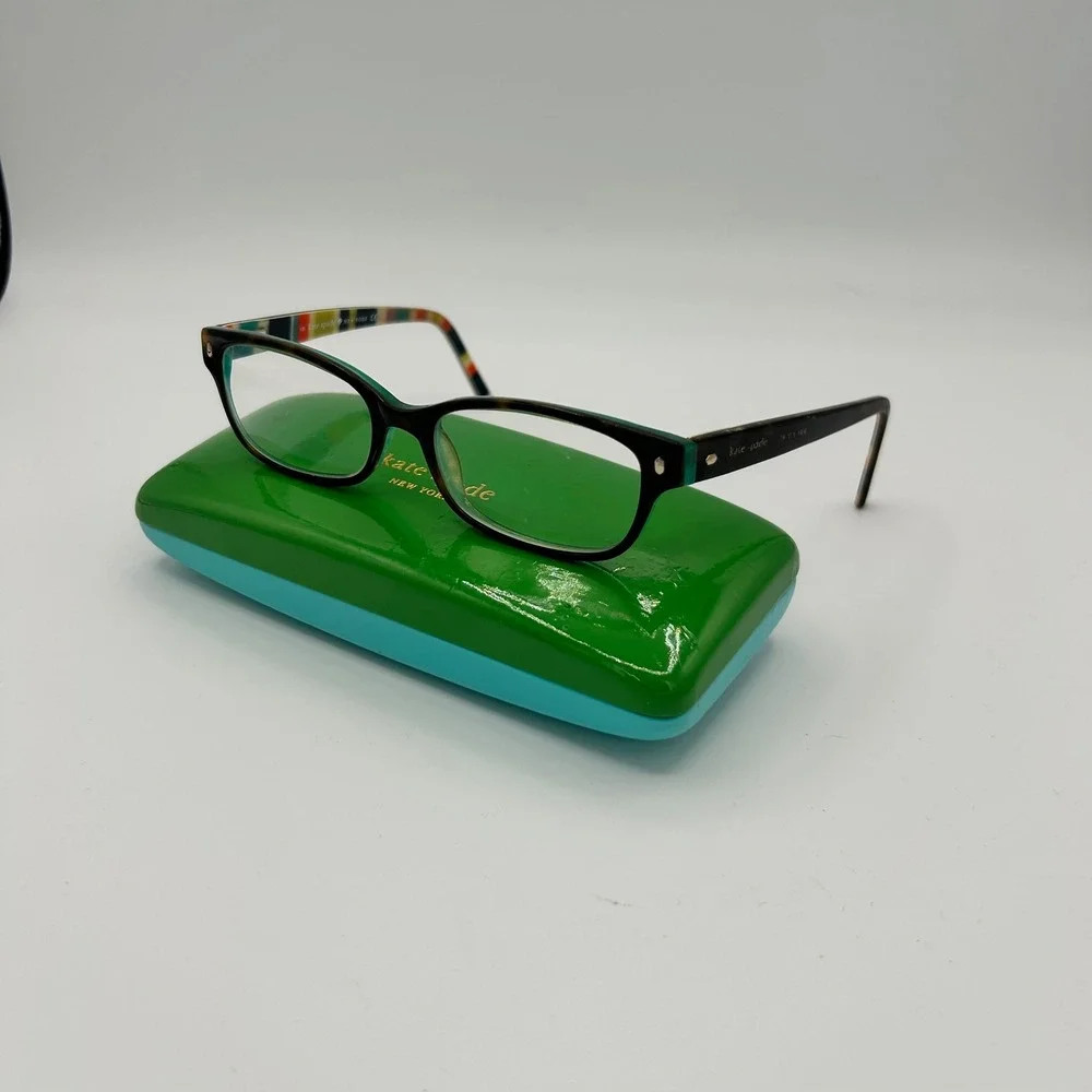 Kate Spade Lucyann 0X77 Tortoise Multi Stripe Rectangular Eyeglasses Frames Case